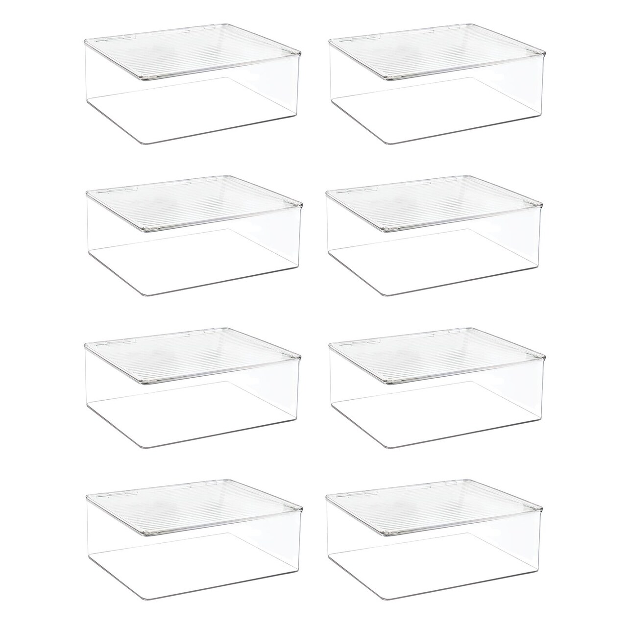 mDesign Plastic Craft Room Stackable Storage Box with Hinge Lid, 8 Pack, Clear